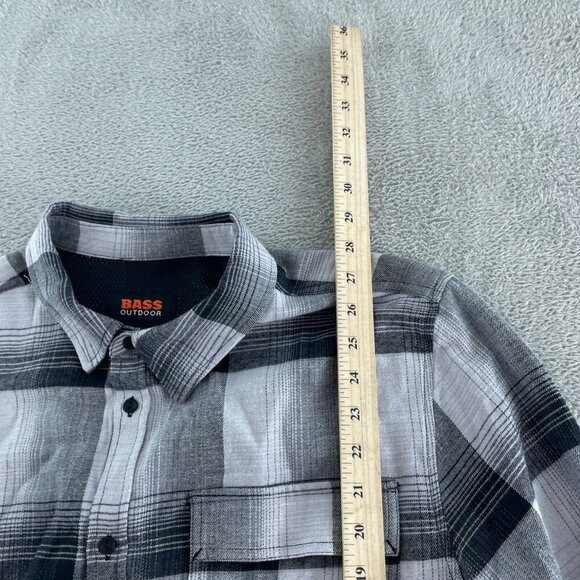 Bass Outdoor Heather Grey Stretch Flannel Shirt M Long Sleeve Button-Up NWT 4741 - Picture 6 of 9